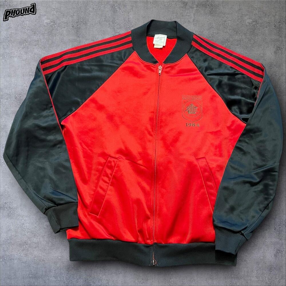 Vintage Enfield USA 1984 Warm Up Track Jacket Mens Medium Red Black Michael D